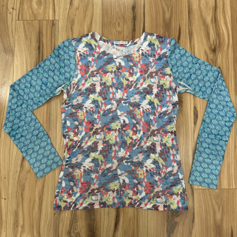 Whimsy Rose Baby Waffle Burnout Knit Thermal Teal Abstract Floral Boho Artsy S